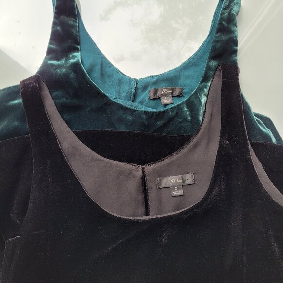 J Crew 2-Pack Velvet Tank Tops Green and Black Size 2 - Picture 1 of 7